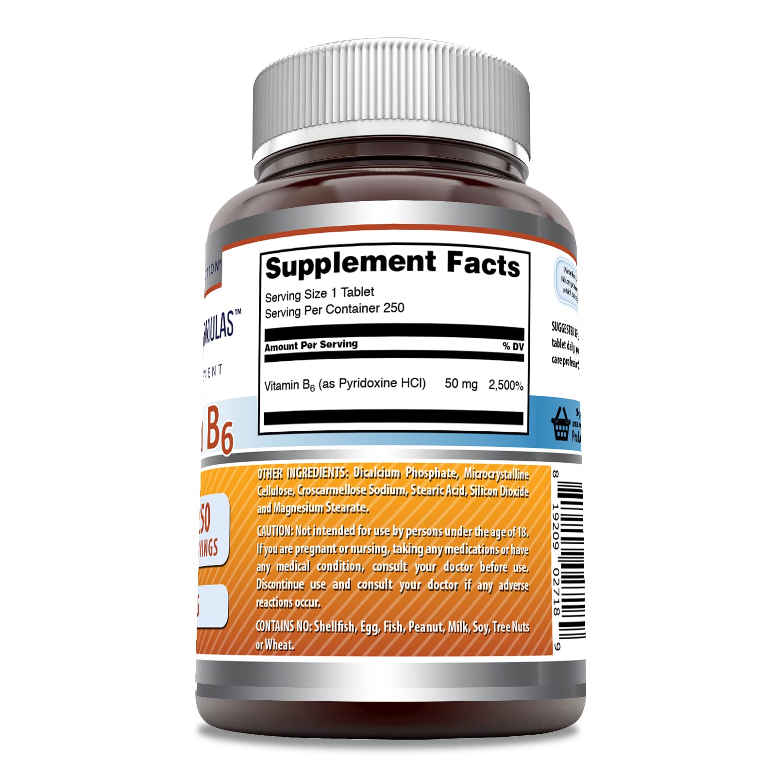 Comprimés Amazing Formulas Vitamin B6, pratique pour une supplémentation quotidienne et aisée.