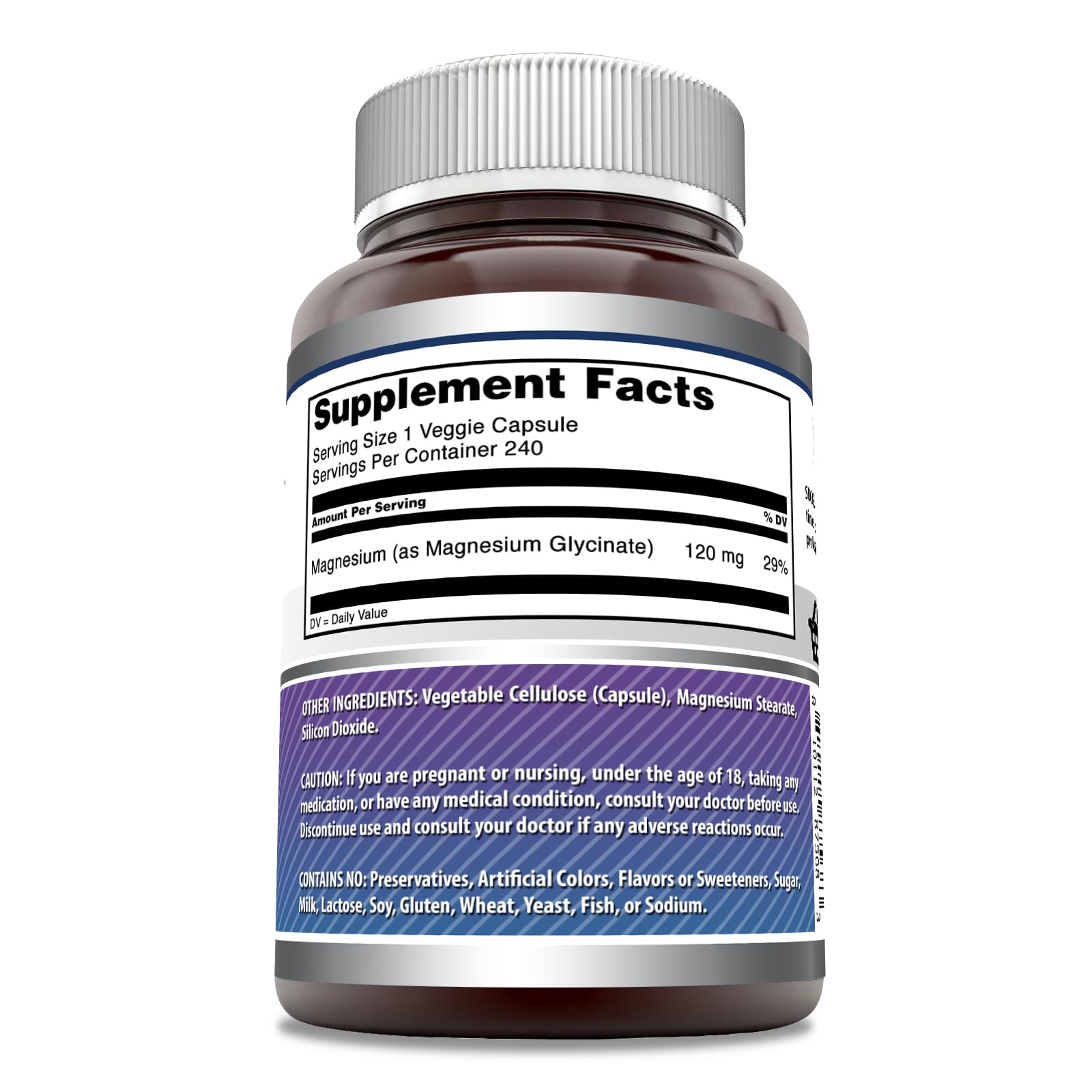 Capsules végétales Amazing Formulas Magnesium Glycinate, format pratique pour un mode de vie actif.