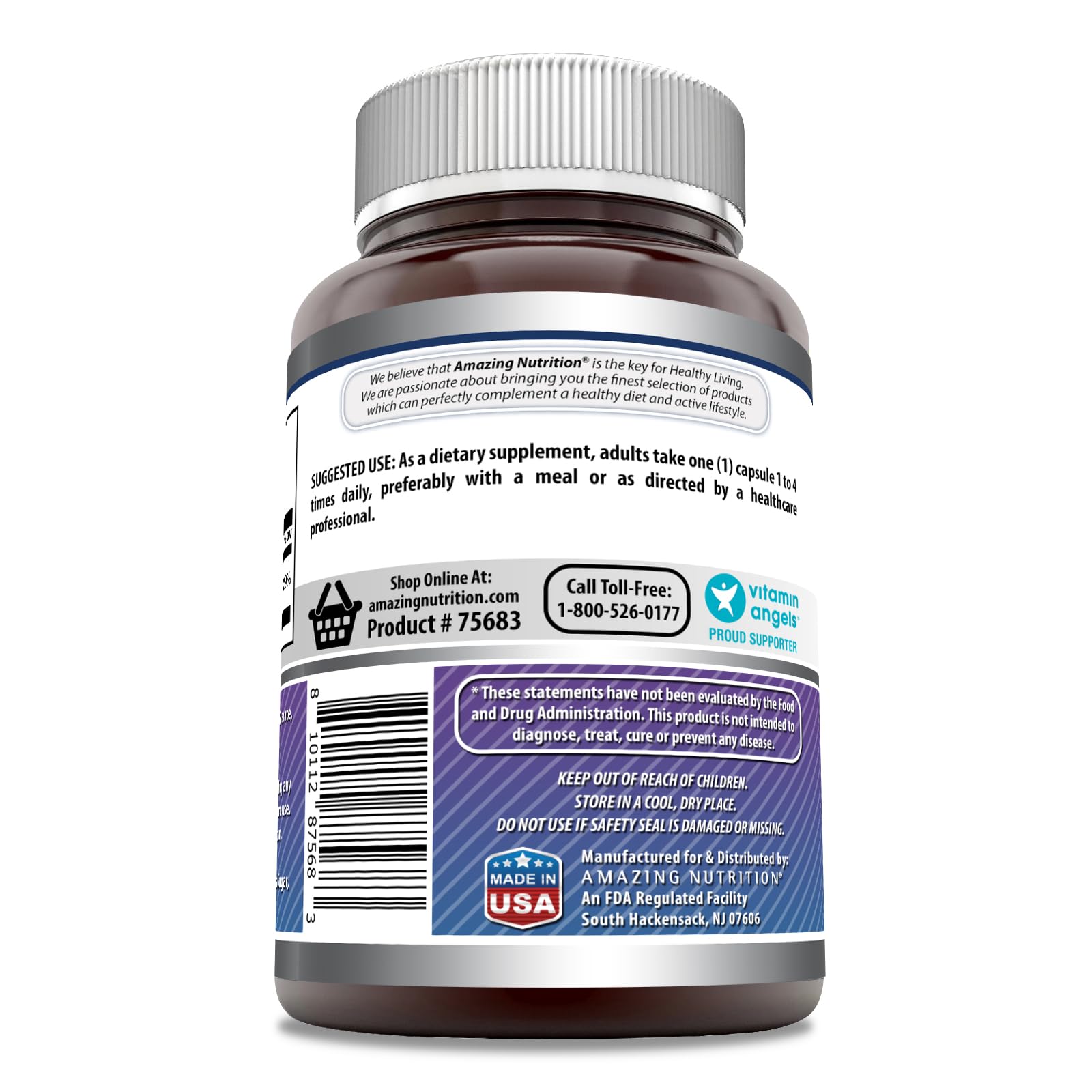 Étiquette du produit Amazing Formulas Magnesium Glycinate, symbole de qualité et pureté.