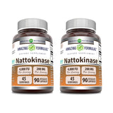 Capsules nattokinase Amazing Formulas, emballage bouteille, haute activité enzymatique et sans OGM.