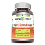 Capsules végétales d'Amazing Formulas Psyllium Husk pour favoriser le transit quotidien sain