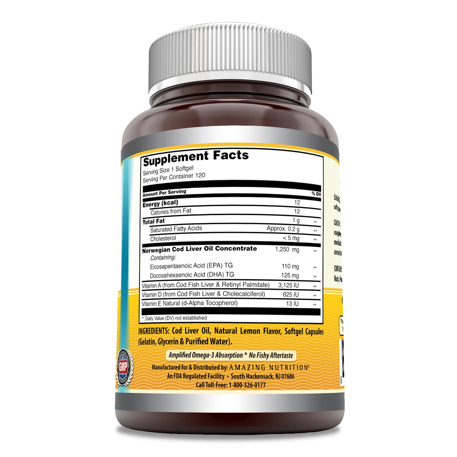 Amazing Nutrition Amazing Omega : gelules oméga-3, EPA et DHA, vitamines A, D et E.