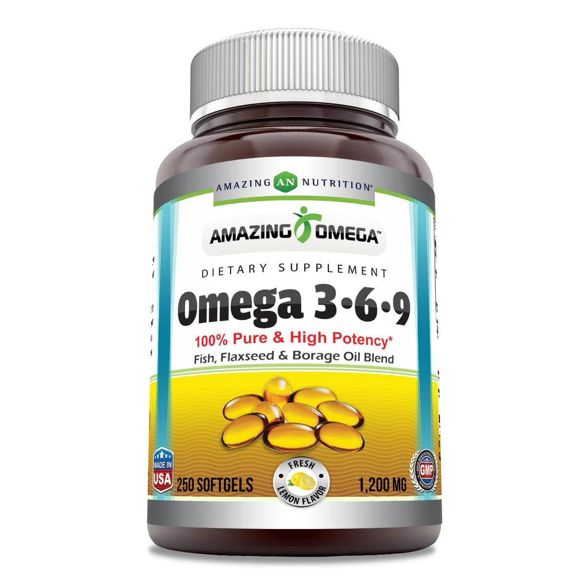 Amazing Omega 3.6.9 – bouteille, apport quotidien en acides gras essentiels.