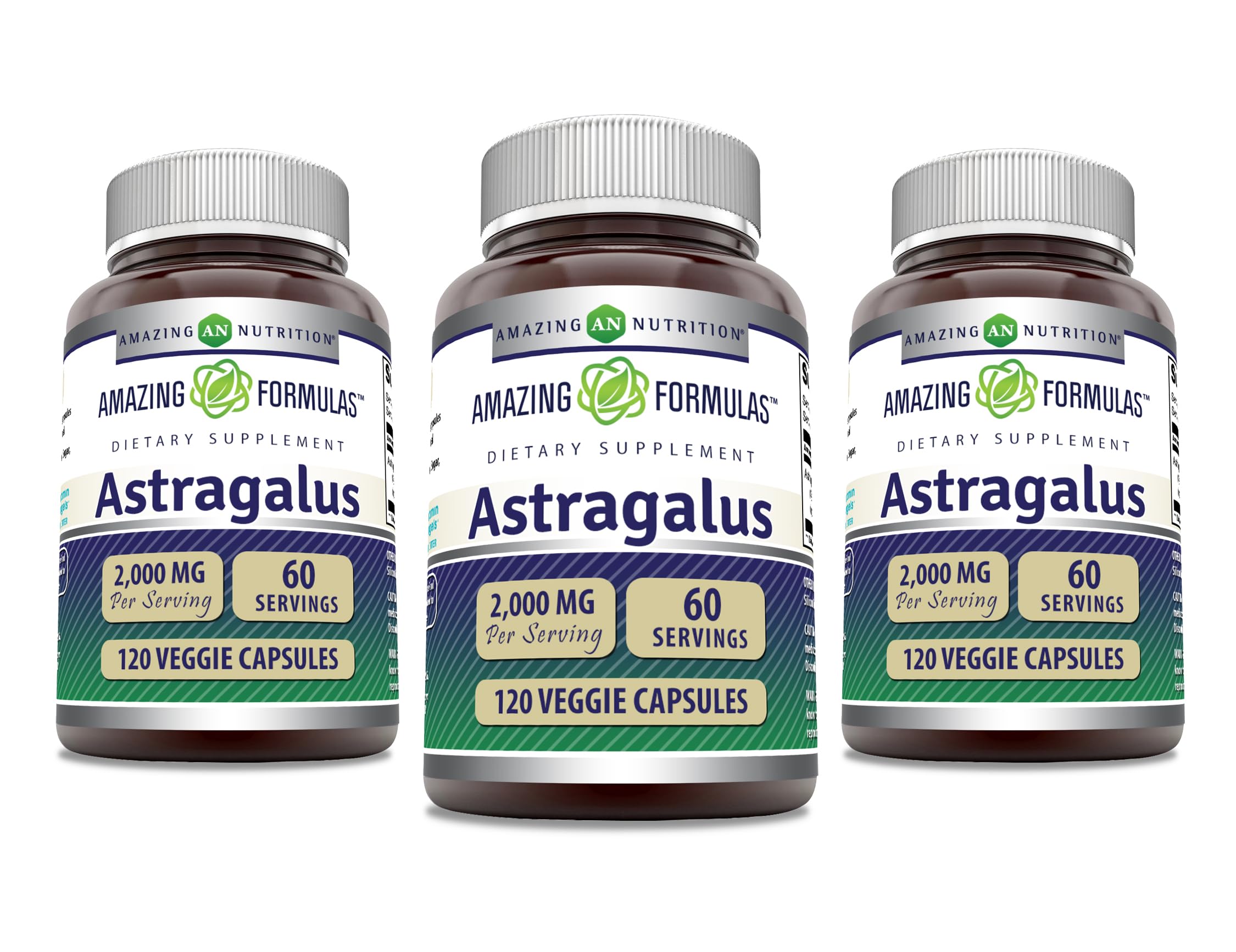 Amazing Nutrition Astragalus 2000 mg – capsules, bouteille pratique pour un apport quotidien facile.