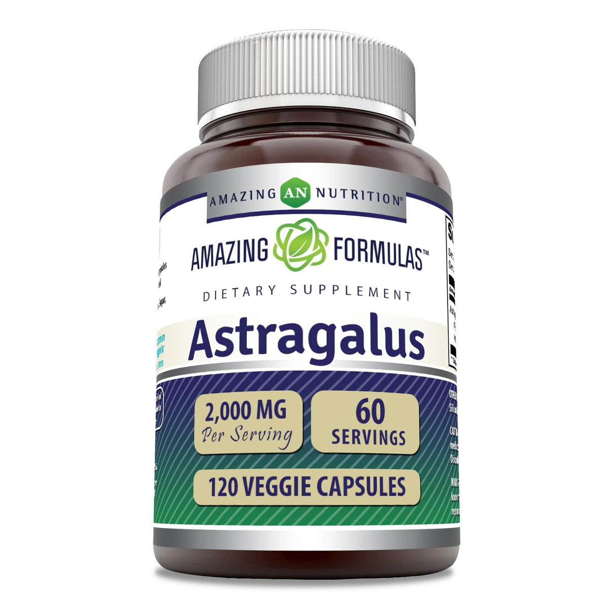 Capsules végétariennes Amazing Nutrition Astragalus, faciles à intégrer à votre routine.