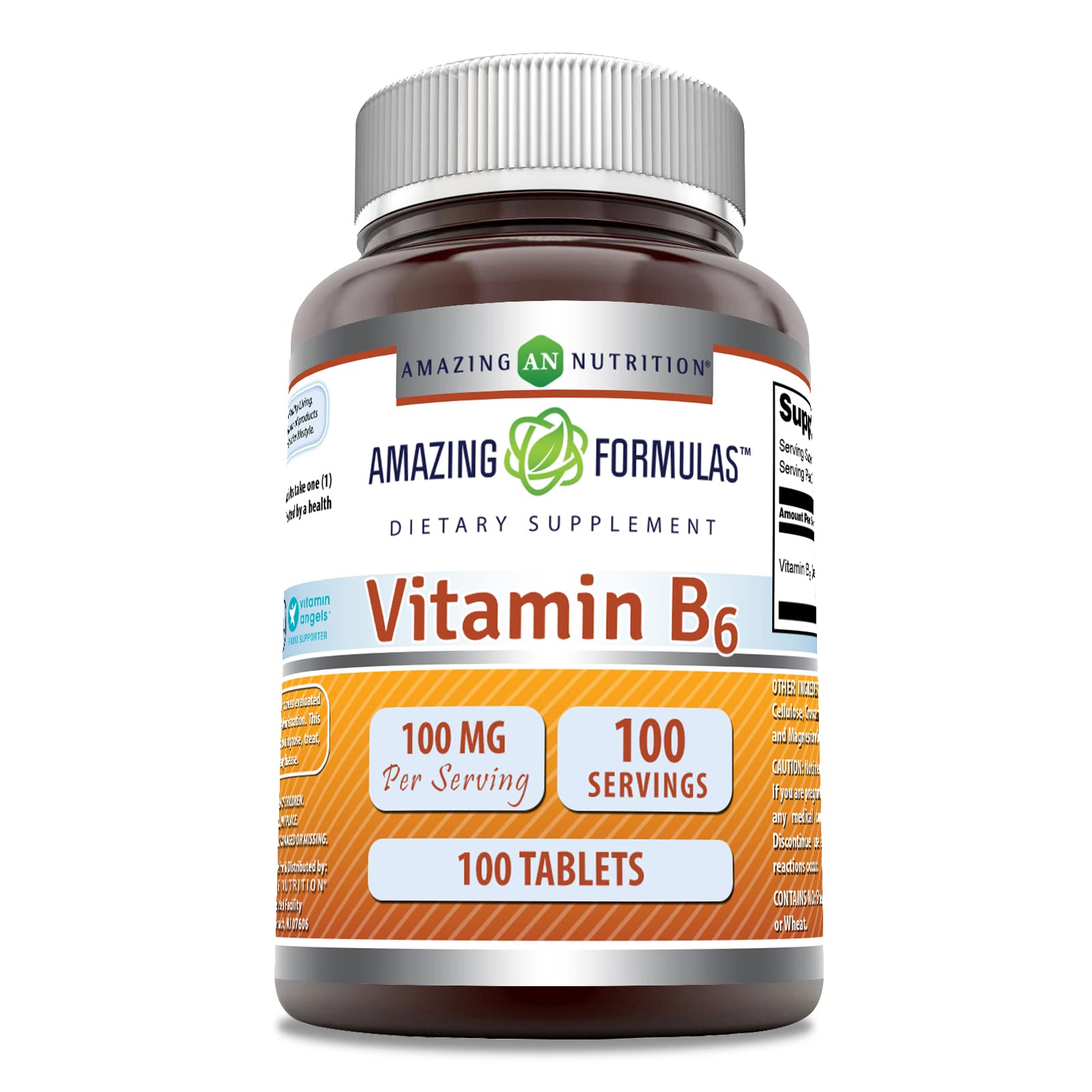 Amazing Nutrition Vitamine B6 – comprimés 100 mg, soutien du métabolisme et énergie.