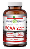 Amazing Nutrition BCAA 2:1:1 capsules, 1000 mg par portion, soutient récupération post-entraînement
