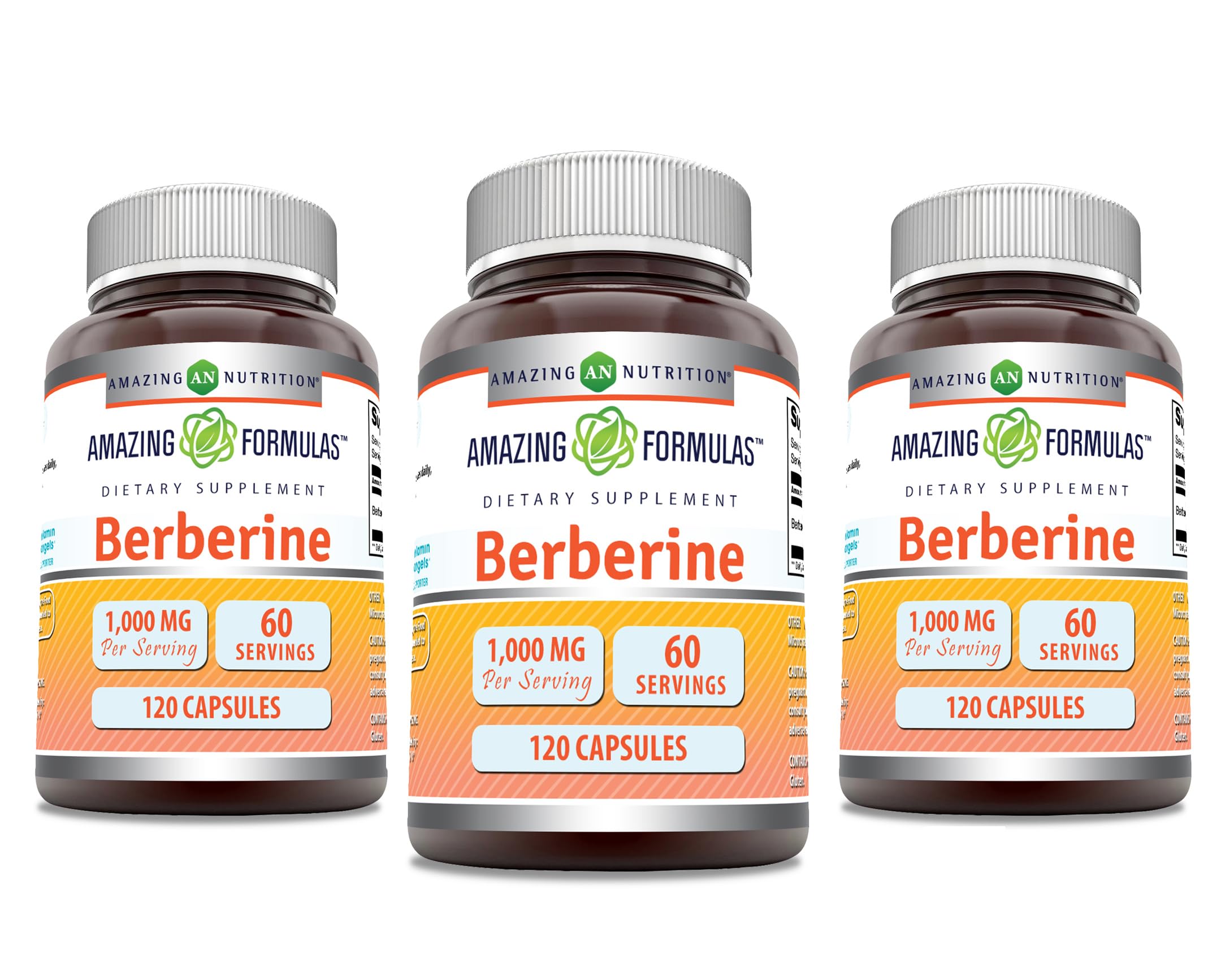 Amazing Nutrition Berberine 1000mg, capsules, soutien du métabolisme et équilibre glycémique potentiel.