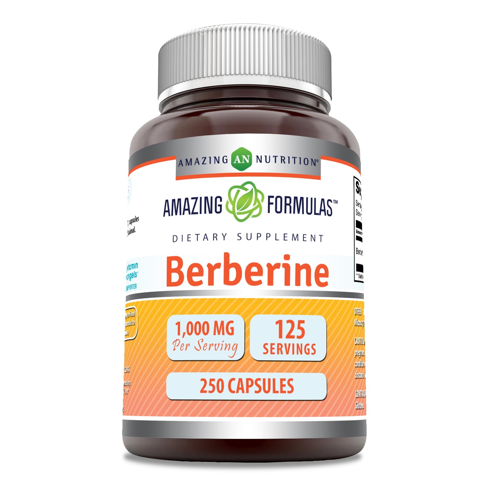 Berberine Amazing Nutrition, flacon 250 capsules, pratique pour la routine quotidienne.