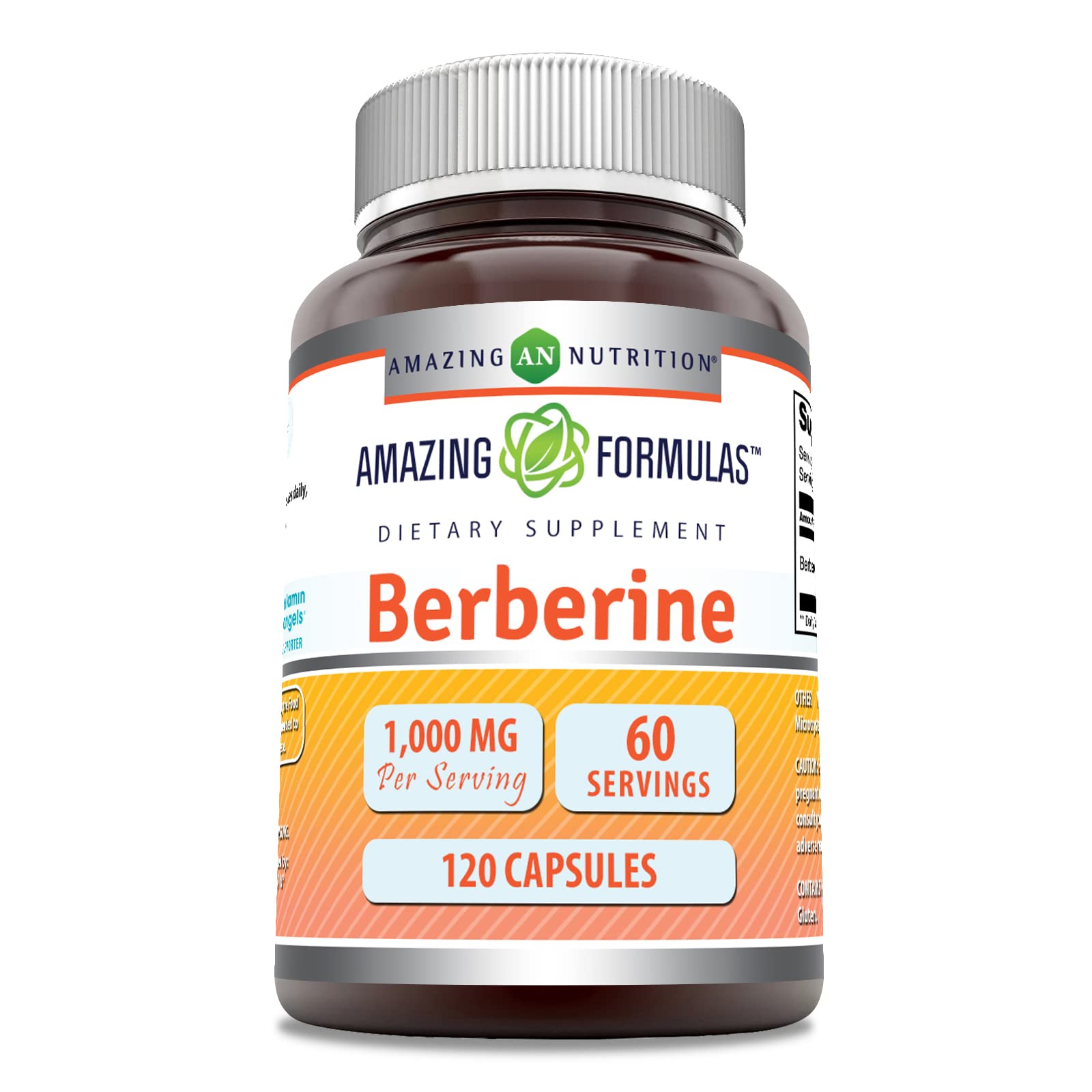 Amazing Nutrition Berberine bouteille 1000 mg prête à l'emploi pour l'utilisation quotidienne.