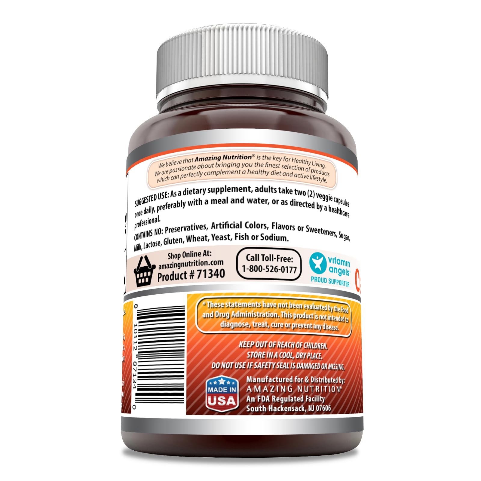 Amazing Nutrition Berberine Cannelle de Ceylan étiquette lisible et label sans OGM.