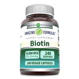 Amazing Nutrition Biotine 10000 mcg capsule végétale: soutien potentiel cheveux et ongles.