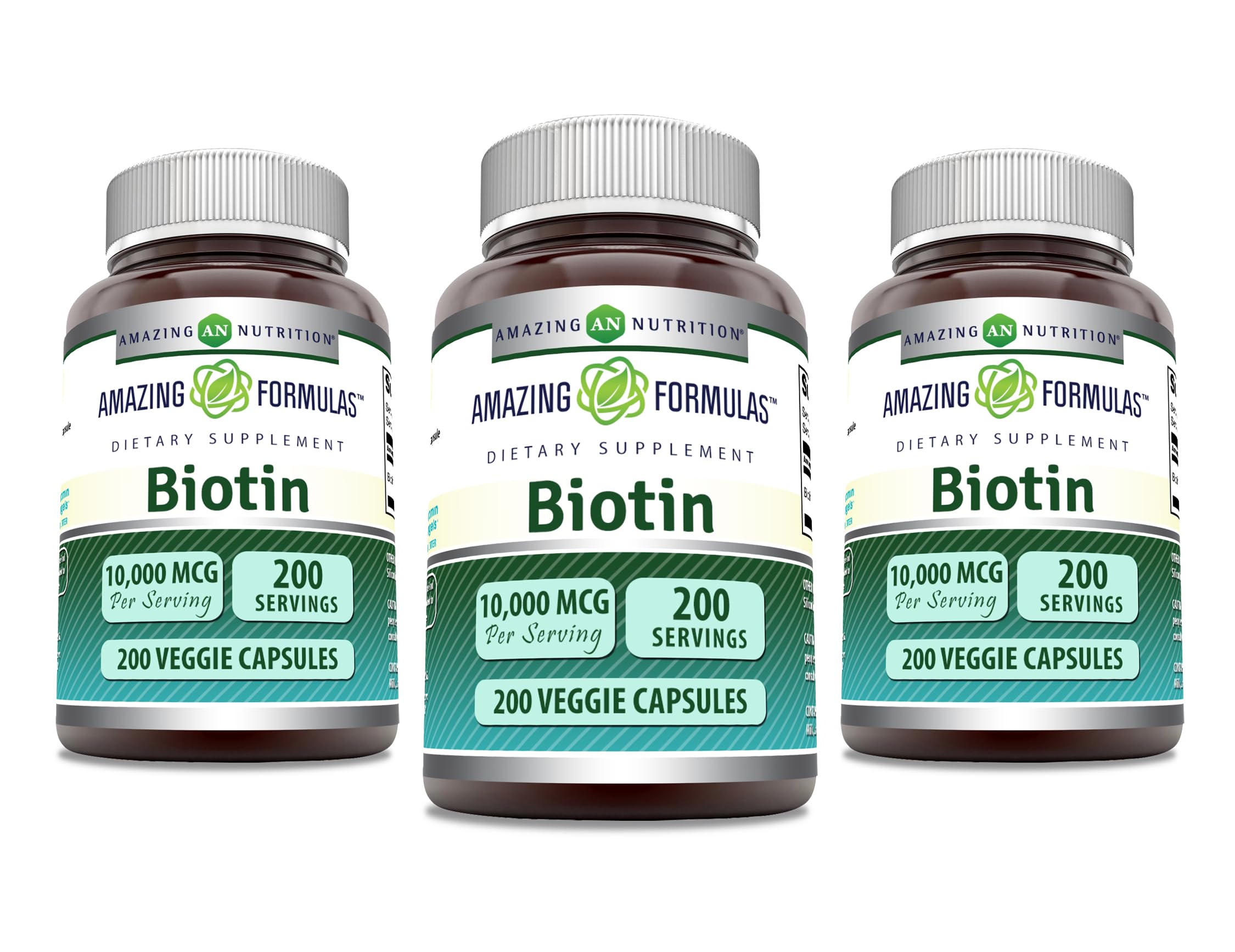 Amazing Nutrition Biotine 10000 mcg gélules-veggie, gélules pratiques au quotidien.