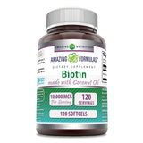 Amazing Nutrition biotine en bouteille, capsules molles et dosage élevé pour cheveux et ongles.