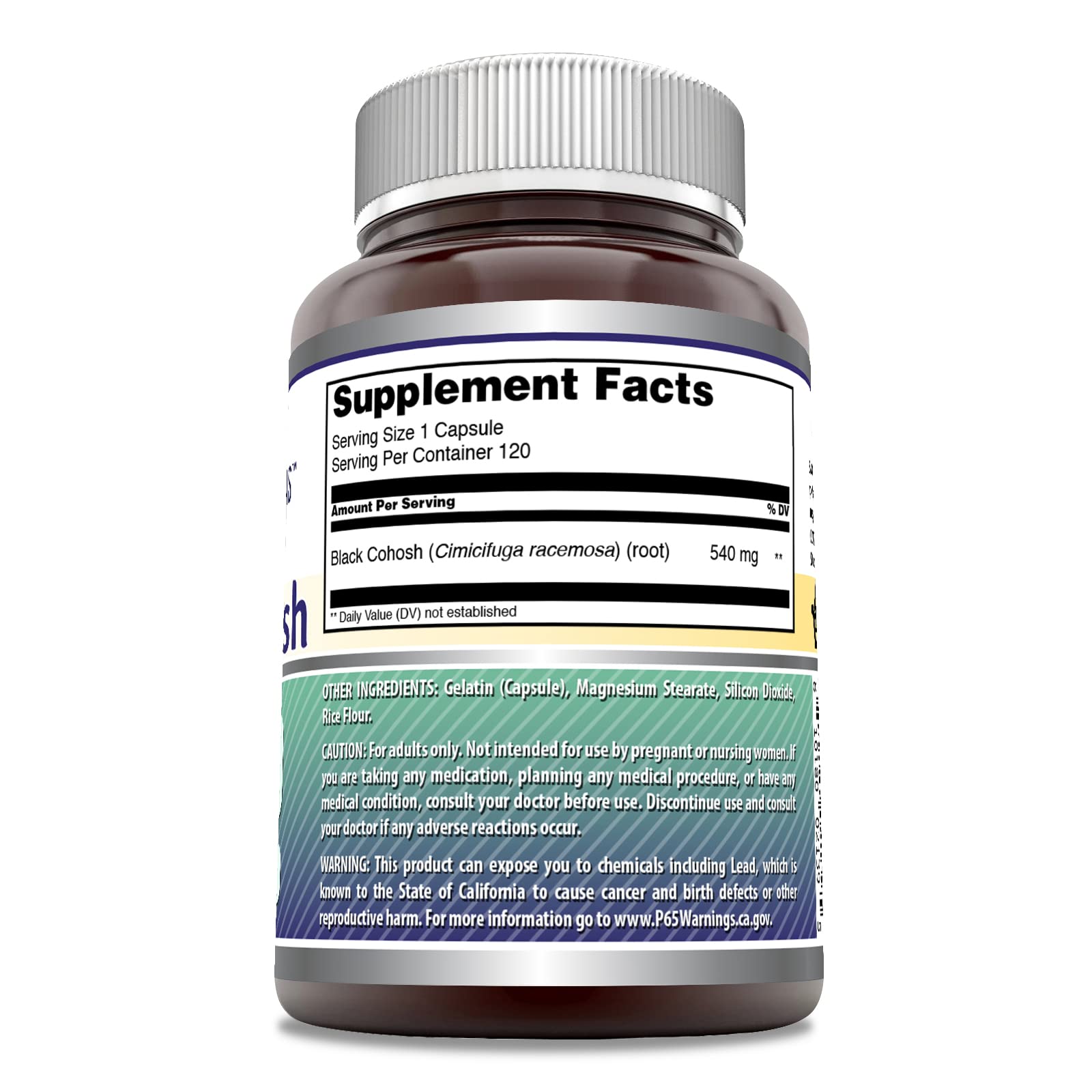Amazing Nutrition Black Cohosh Capsules, dose 540 mg par portion pour une utilisation simple.