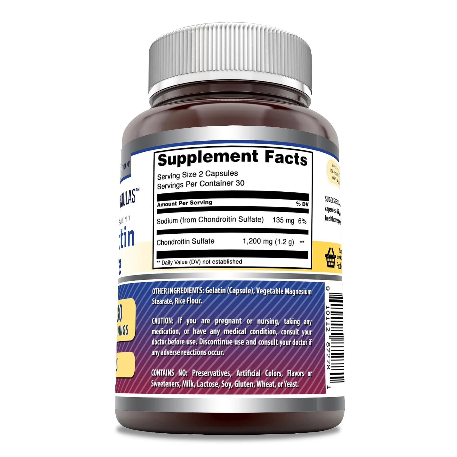 Boîte Amazing Nutrition Chondroïtine 1200 mg, 60 capsules, utilisation pratique.