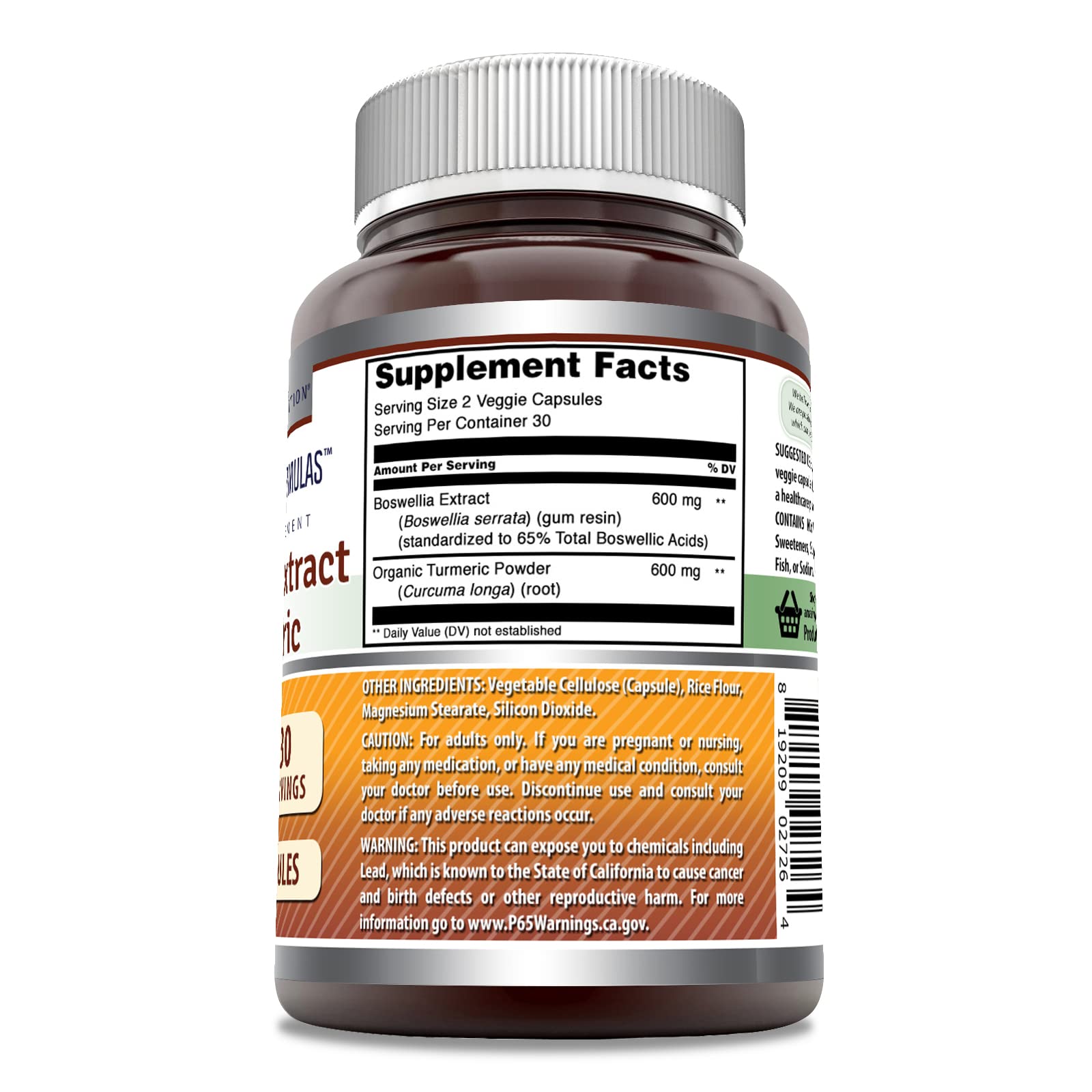 Amazing Nutrition Boswellia Curcuma, gros plan sur les gélules, prise pratique et facile.