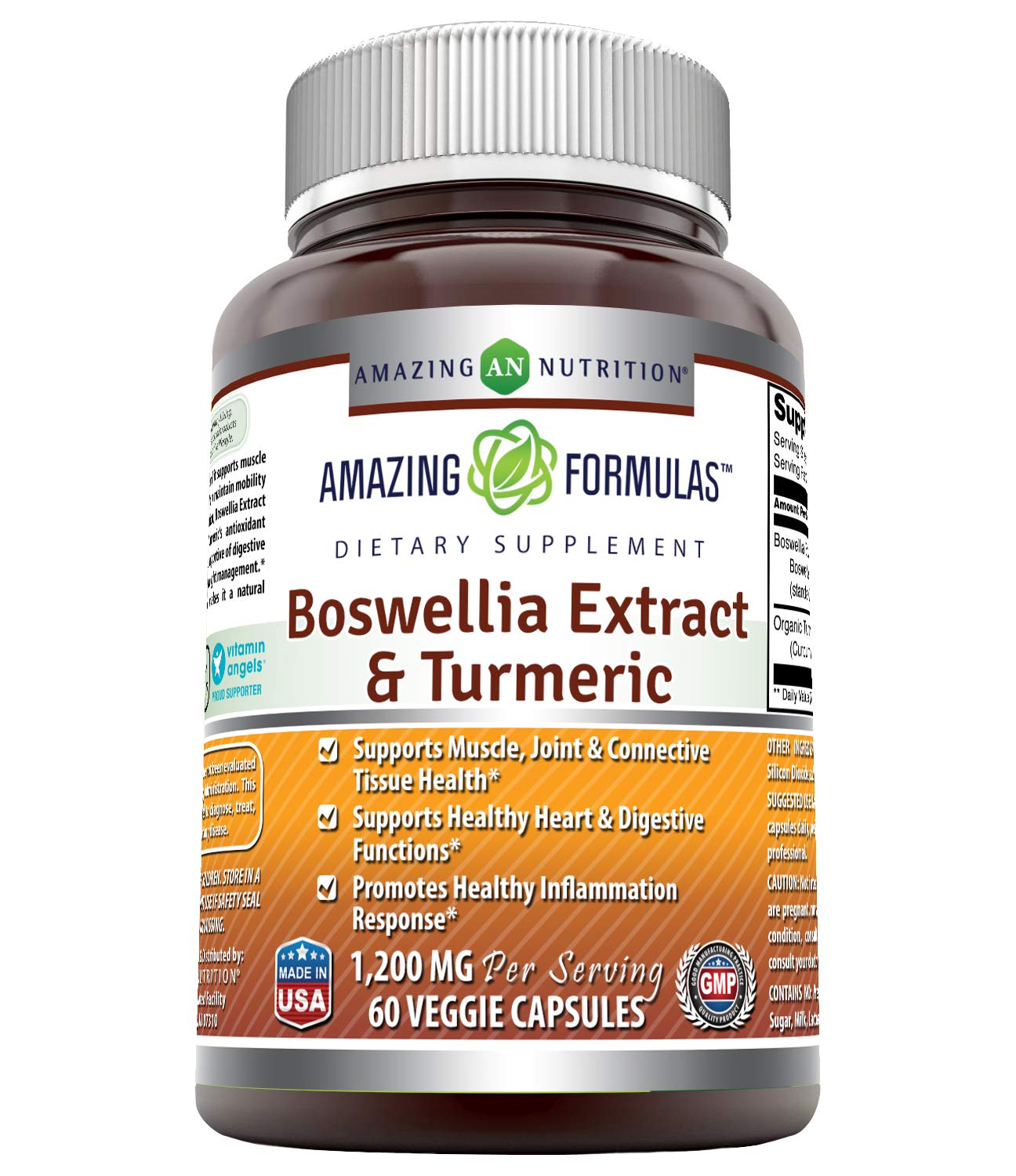 Amazing Nutrition boswellia-turmeric capsules végétales: prise simple et pureté garantie.