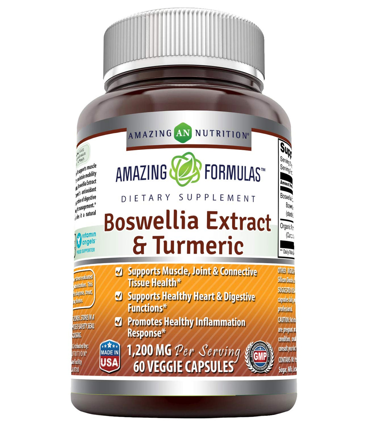 Amazing Nutrition boswellia-turmeric capsules végétales: prise simple et pureté garantie.