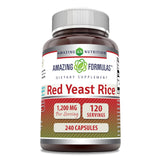 Amazing Nutrition riz de levure rouge 1200 mg en bouteille, soutien nutritionnel potentiel.