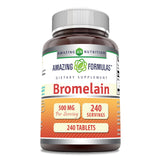 Amazing Nutrition Bromélaïne 500 mg, bouteille en gros plan, soutien potentiel à la digestion.