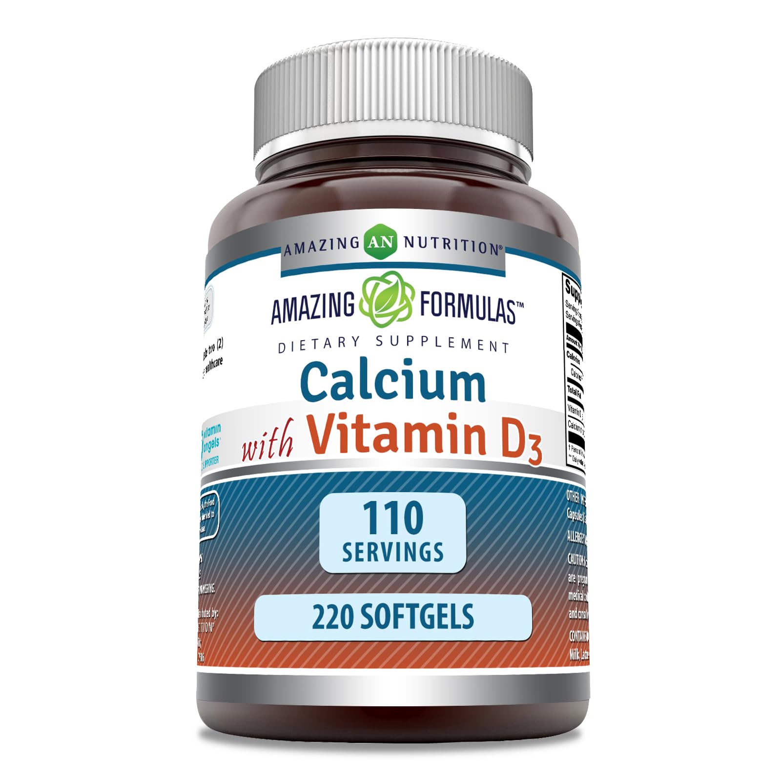 Amazing Nutrition Calcium D3 – bouteille gelules, soutien potentiel des os au quotidien.