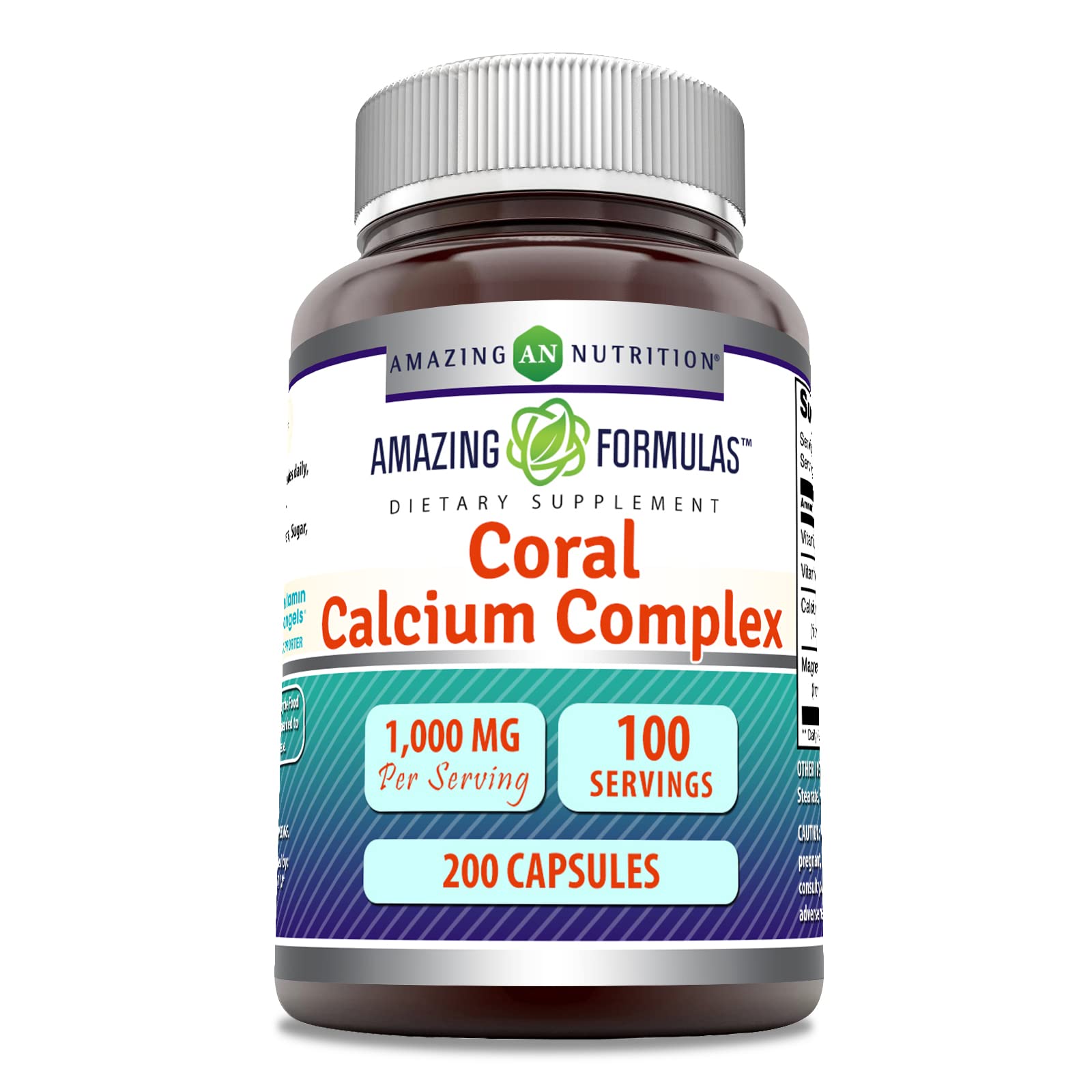 Amazing Nutrition Calcium de Corail Complexe – bouteille visible et dosage pratique pour routine quotidienne