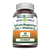 Amazing Nutrition Calcium Magnésium Zinc D3, bouteille de tablettes pour soutien quotidien