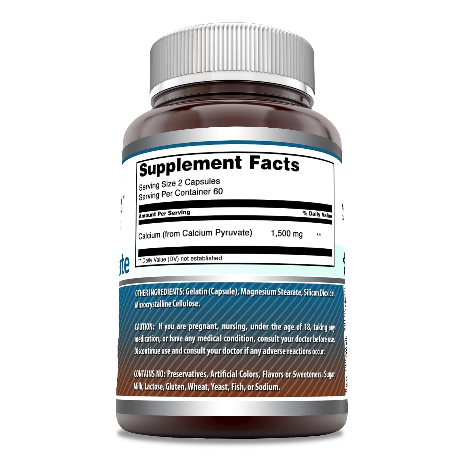Amazing Nutrition Calcium Pyruvate – étiquette claire, informations utiles pour un dosage répété.