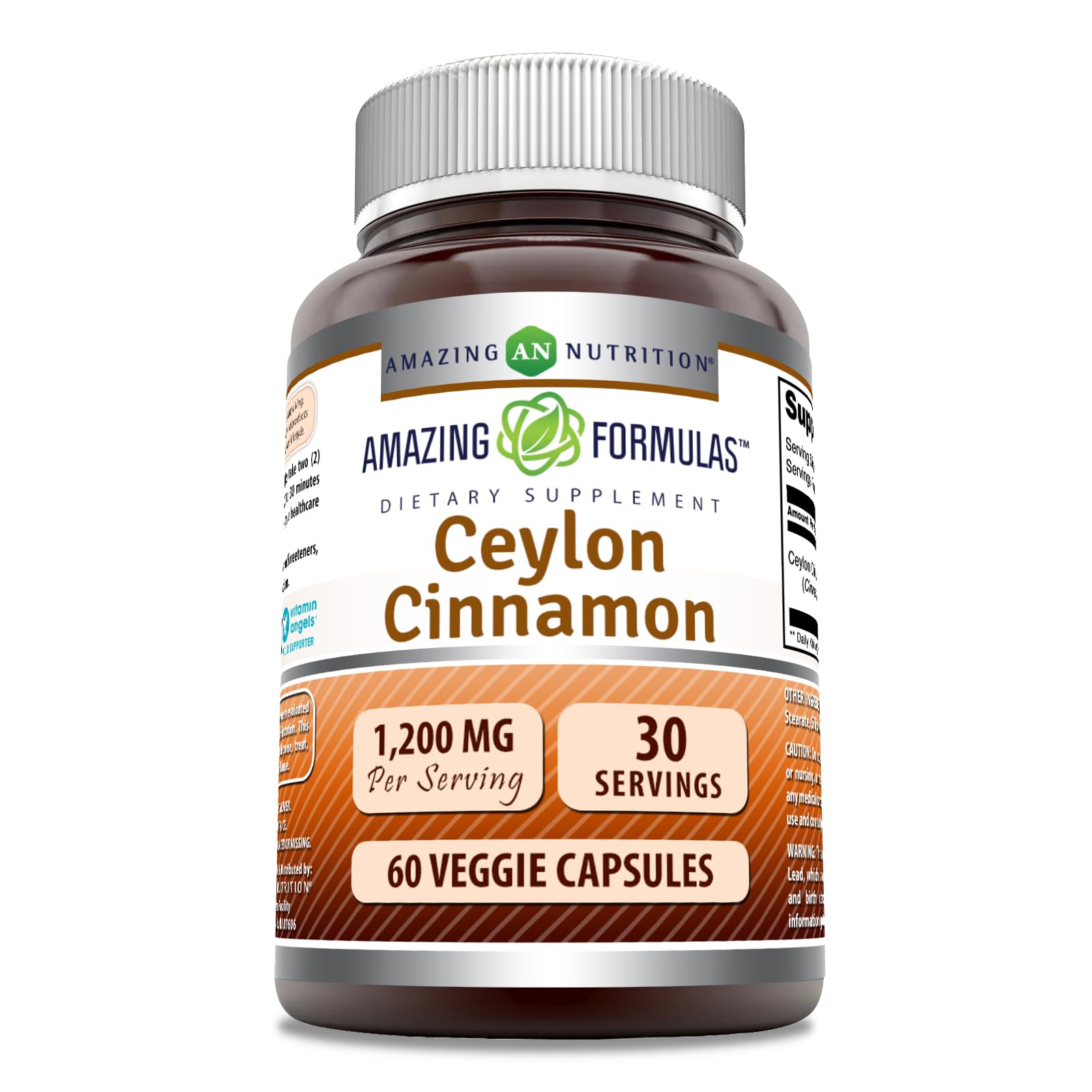 Amazing Nutrition Cannelle Ceylon - Bouteille 1200mg, utilisation quotidienne pratique.