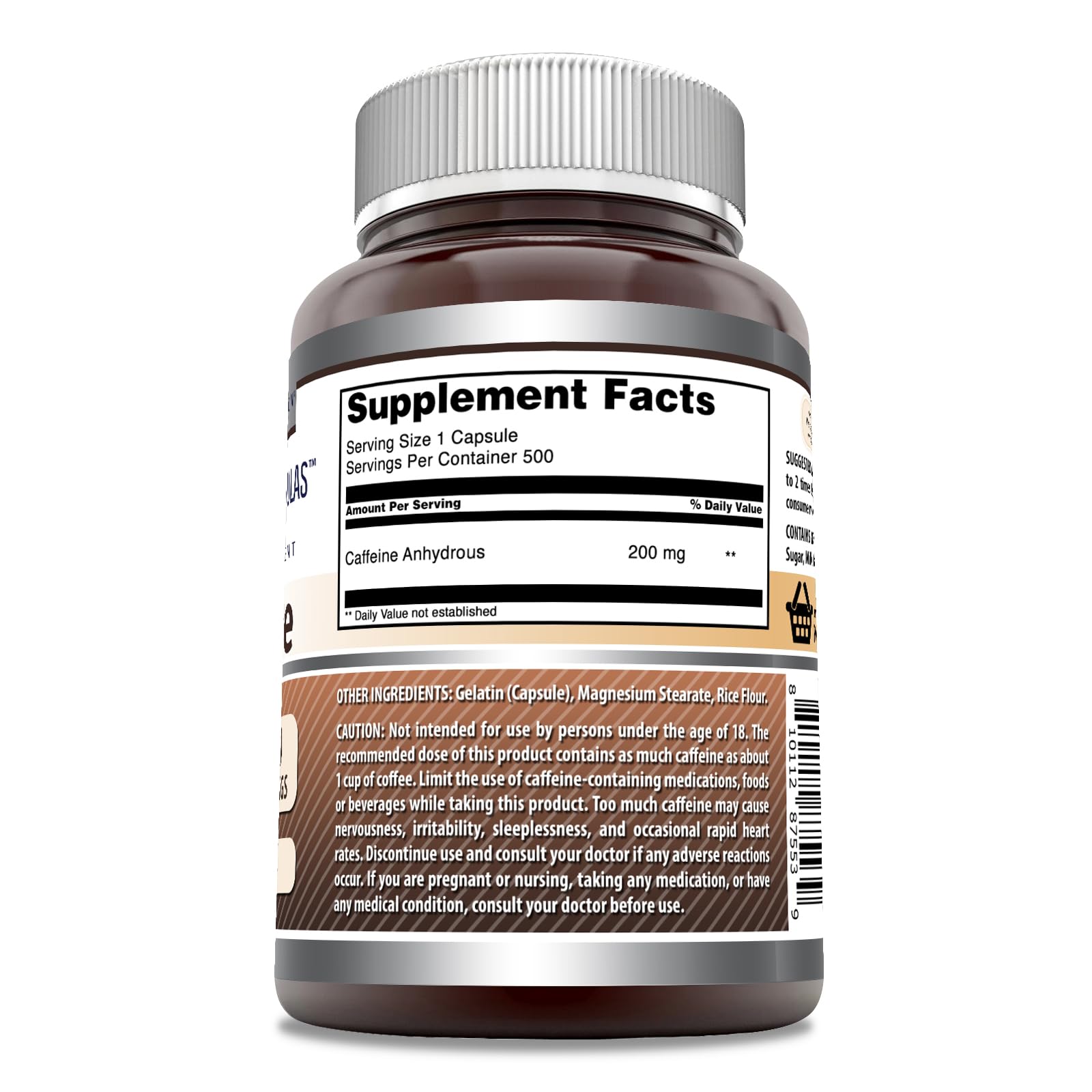 Amazing Nutrition Capsules caféine, faciles à avaler pour énergie rapide.