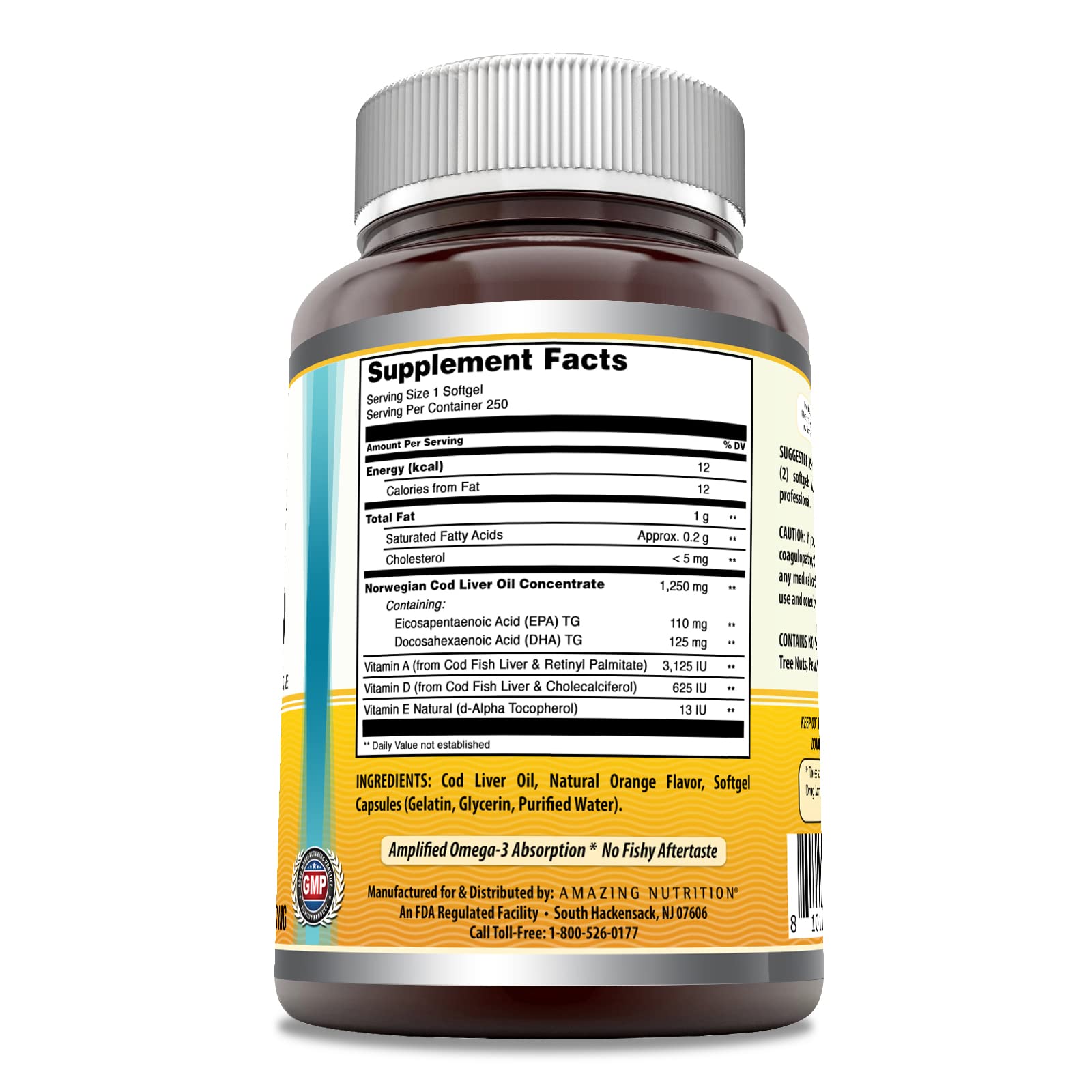 Amazing Nutrition capsules omega-3 orange, EPA et DHA pour le quotidien