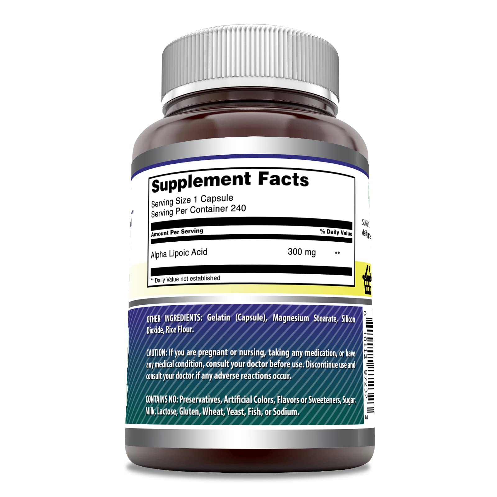 Amazing Nutrition Alpha Lipoic Acid 300 mg, capsules sans OGM et sans gluten, soutien quotidien possible