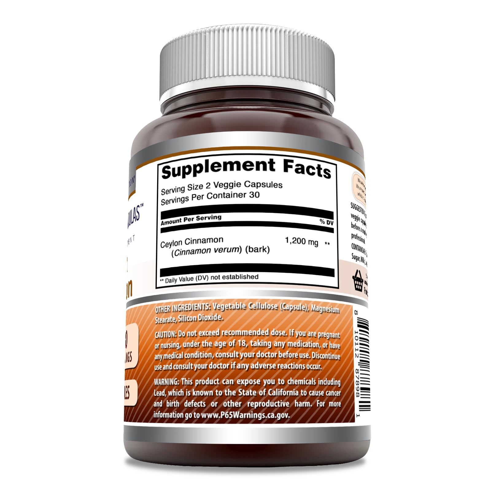 Amazing Nutrition Cannelle Ceylon - Capsules végétales 60, intégration facile.