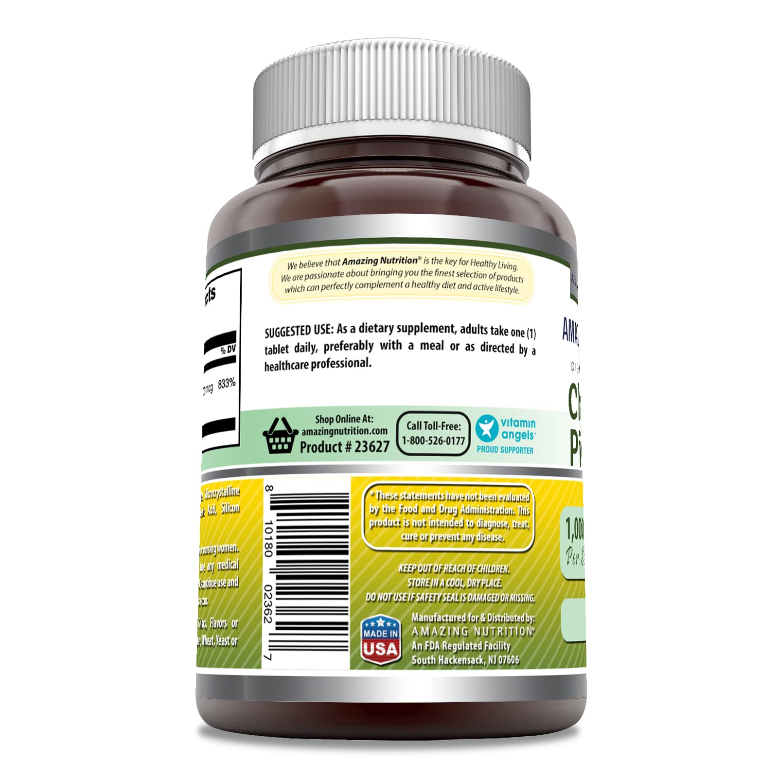 Amazing Nutrition Chromium Picolinate 1000 mcg, dosage quotidien facile à prendre.