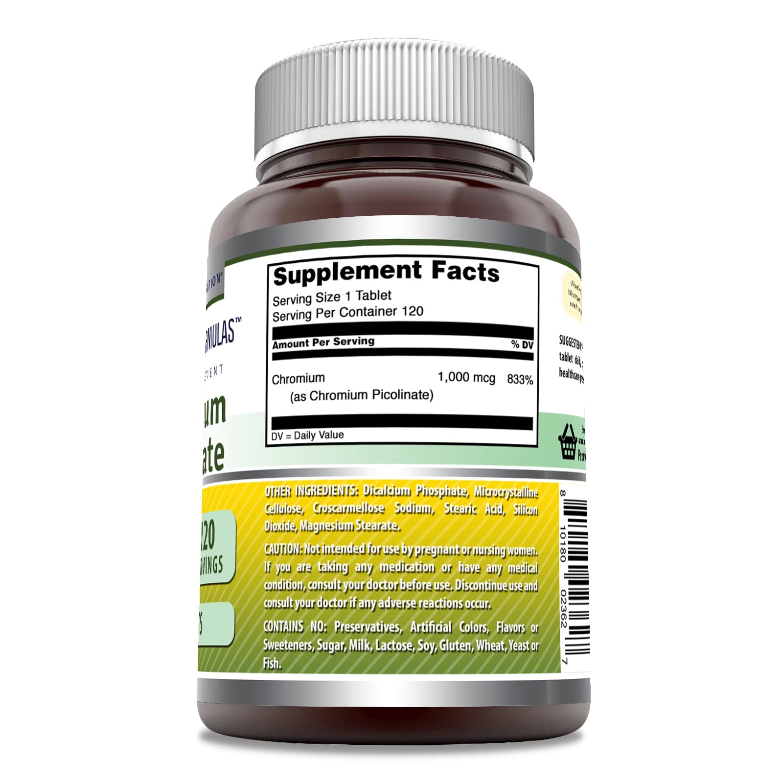 Amazing Nutrition Chromium Picolinate comprimés non-GMO pour une formulation pure.