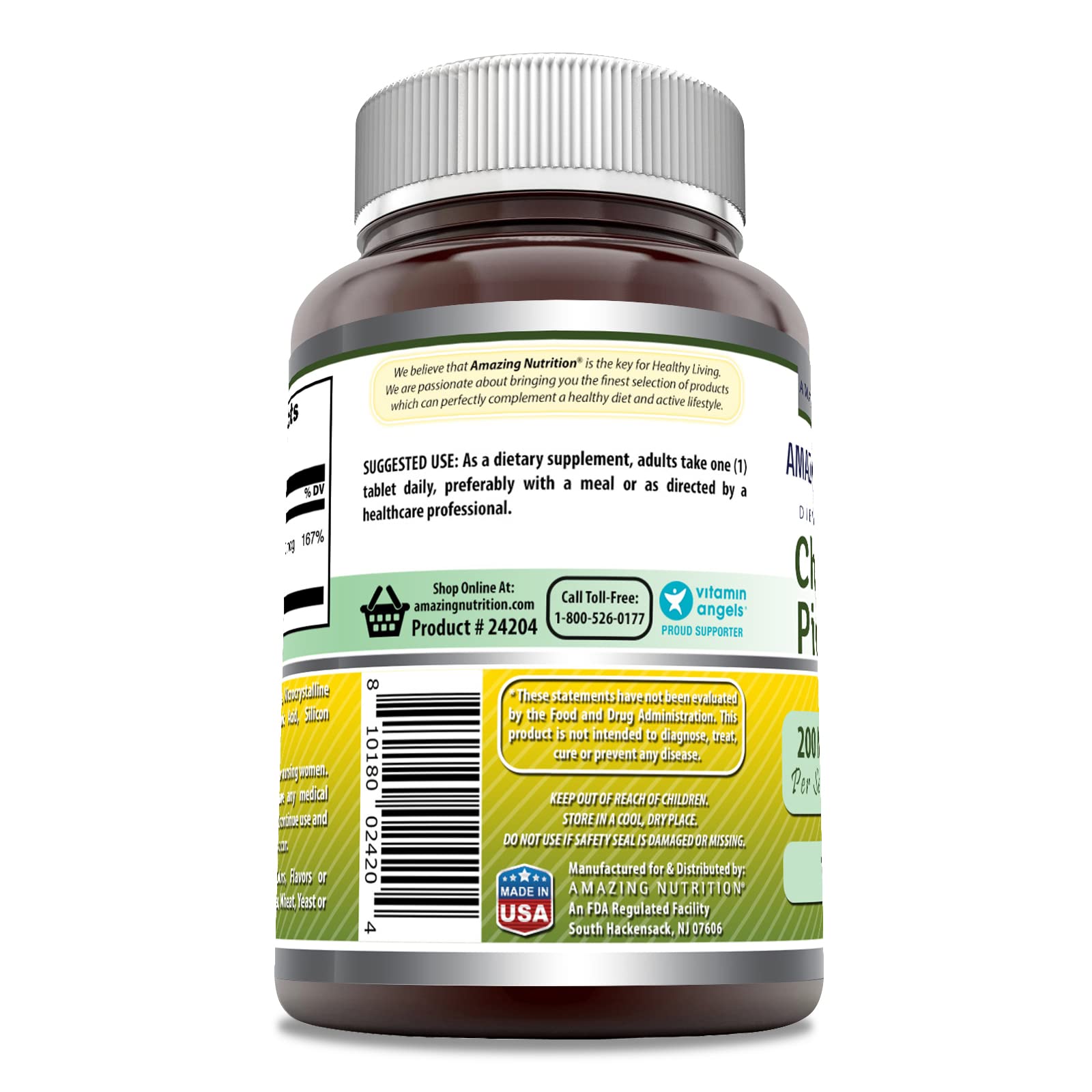 Utilisation quotidienne facile avec Amazing Nutrition Chromium Picolinate lors des repas