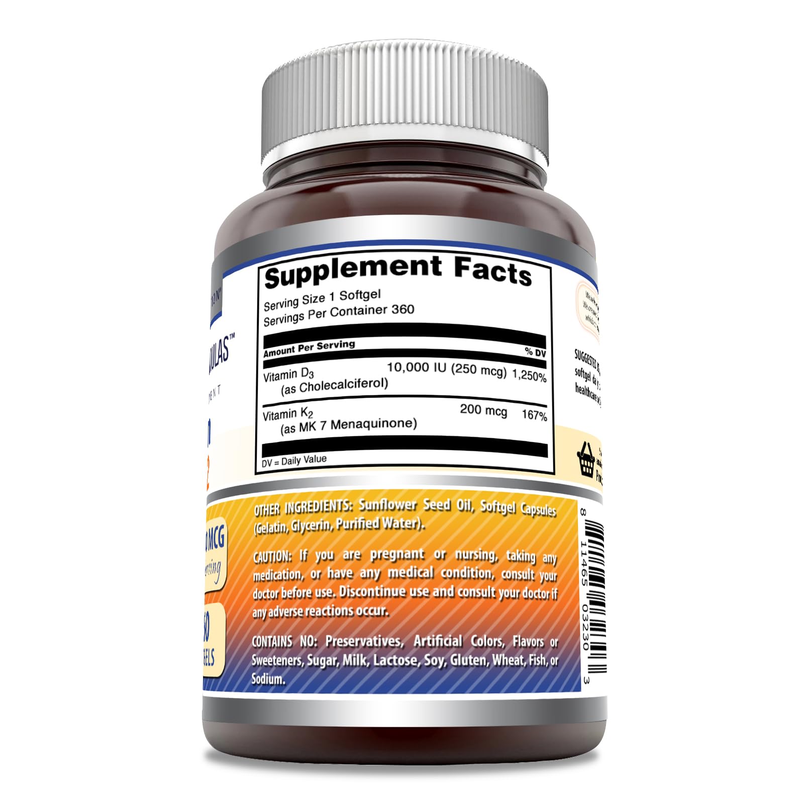 Amazing Nutrition D3-K2 capsules, prise quotidienne pratique.
