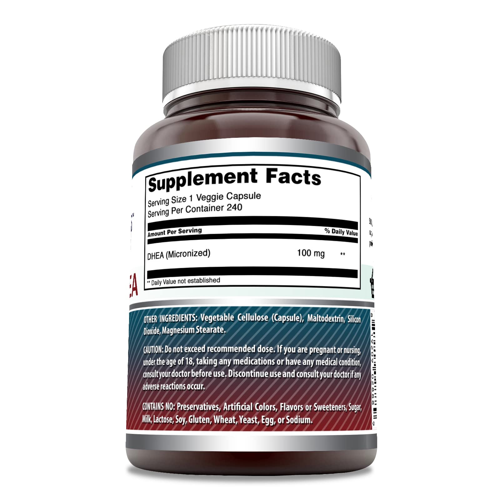 Boîte Amazing Nutrition DHEA 240 capsules prête à l'emploi.
