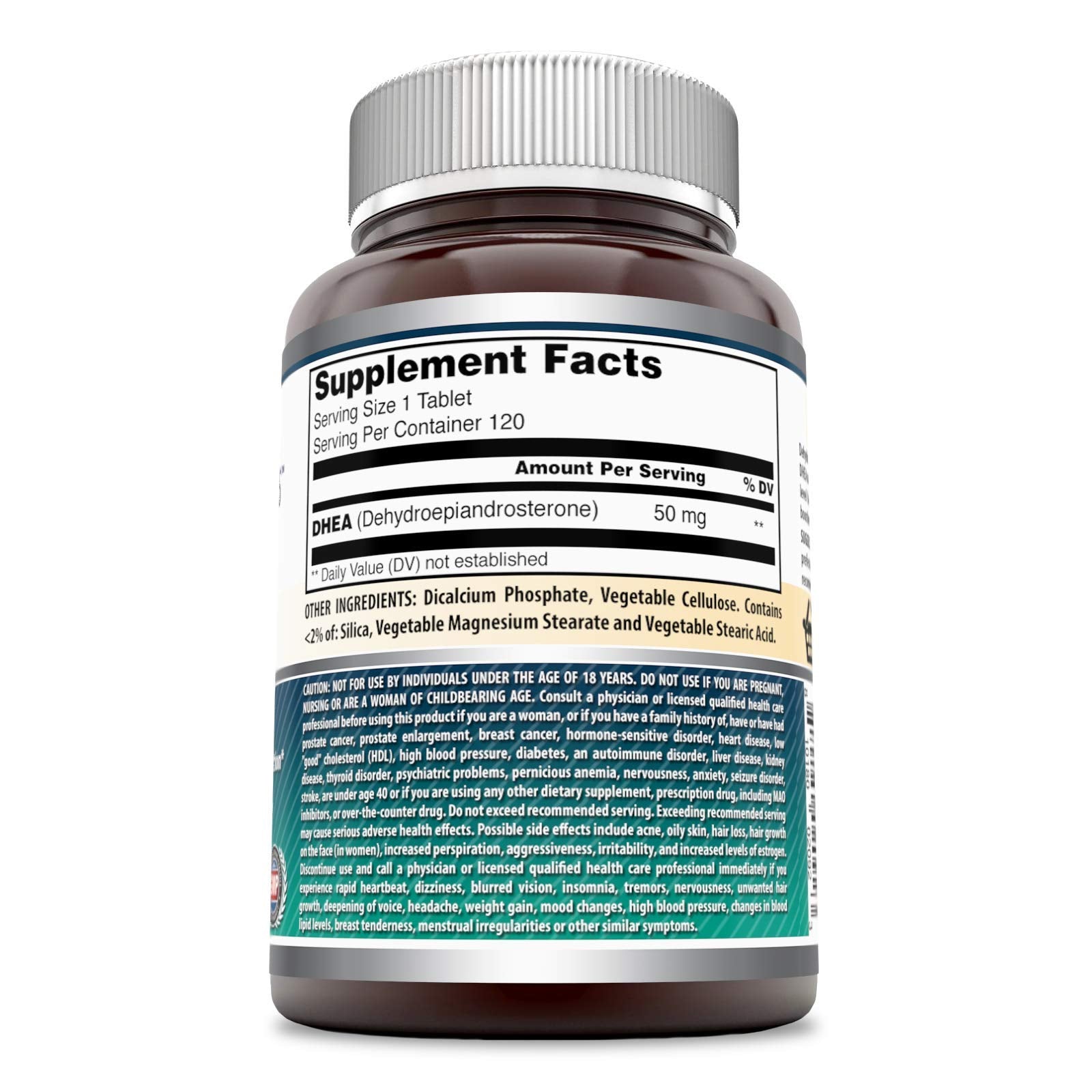 DHEA sans gluten par Amazing Nutrition, emballage clair et sans allergènes.