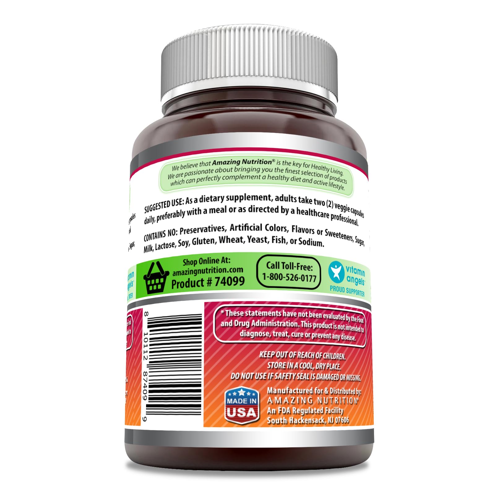 Gélules végétariennes Amazing Nutrition Echinacea 1300 mg, faciles à avaler et sans OGM.