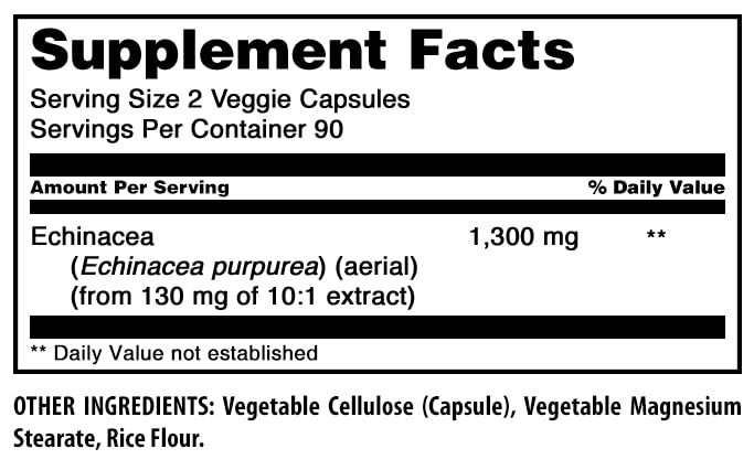 Étiquette sans gluten sur le produit Amazing Nutrition Echinacea 1300 mg.