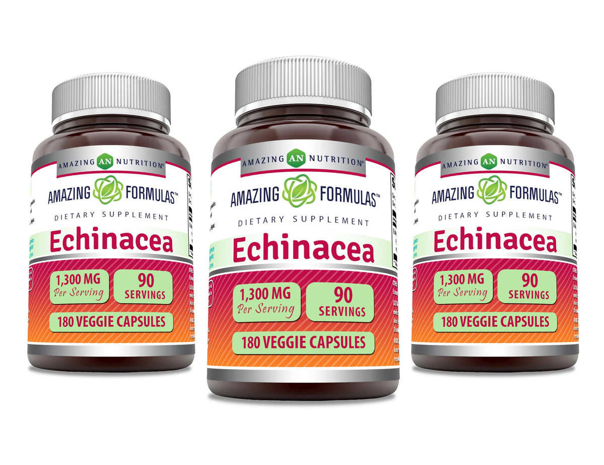 Amazing Nutrition Echinacea – bouteille avec gélules faciles à avaler pour routine quotidienne.