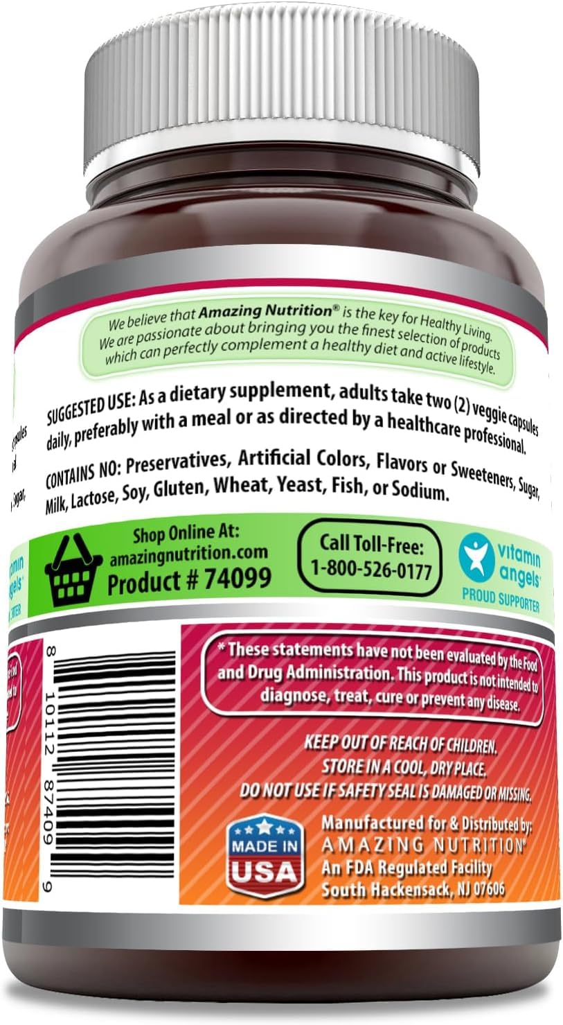 Amazing Nutrition Echinacea – étiquette claire montrant ingrédients et instructions.