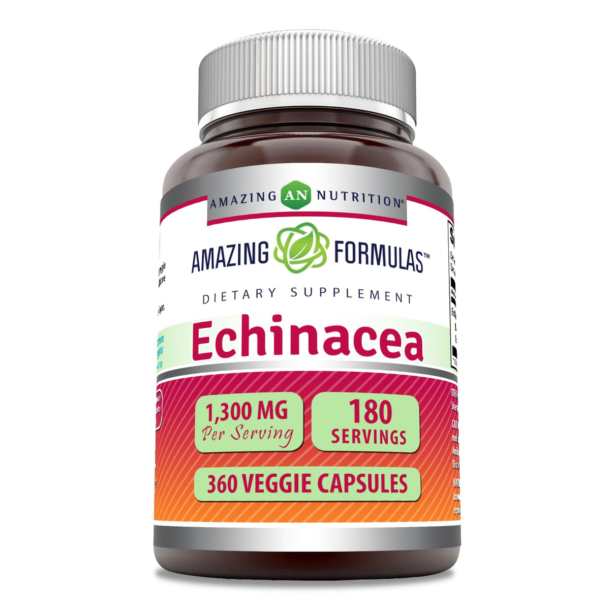 Amazing Nutrition Échinacée – bouteille de 360 capsules végétales, pureté garantie.