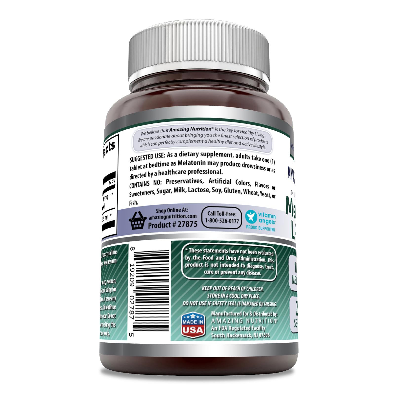 Emballage USA Amazing Nutrition – produit testé et sûr, sans OGM et gluten.