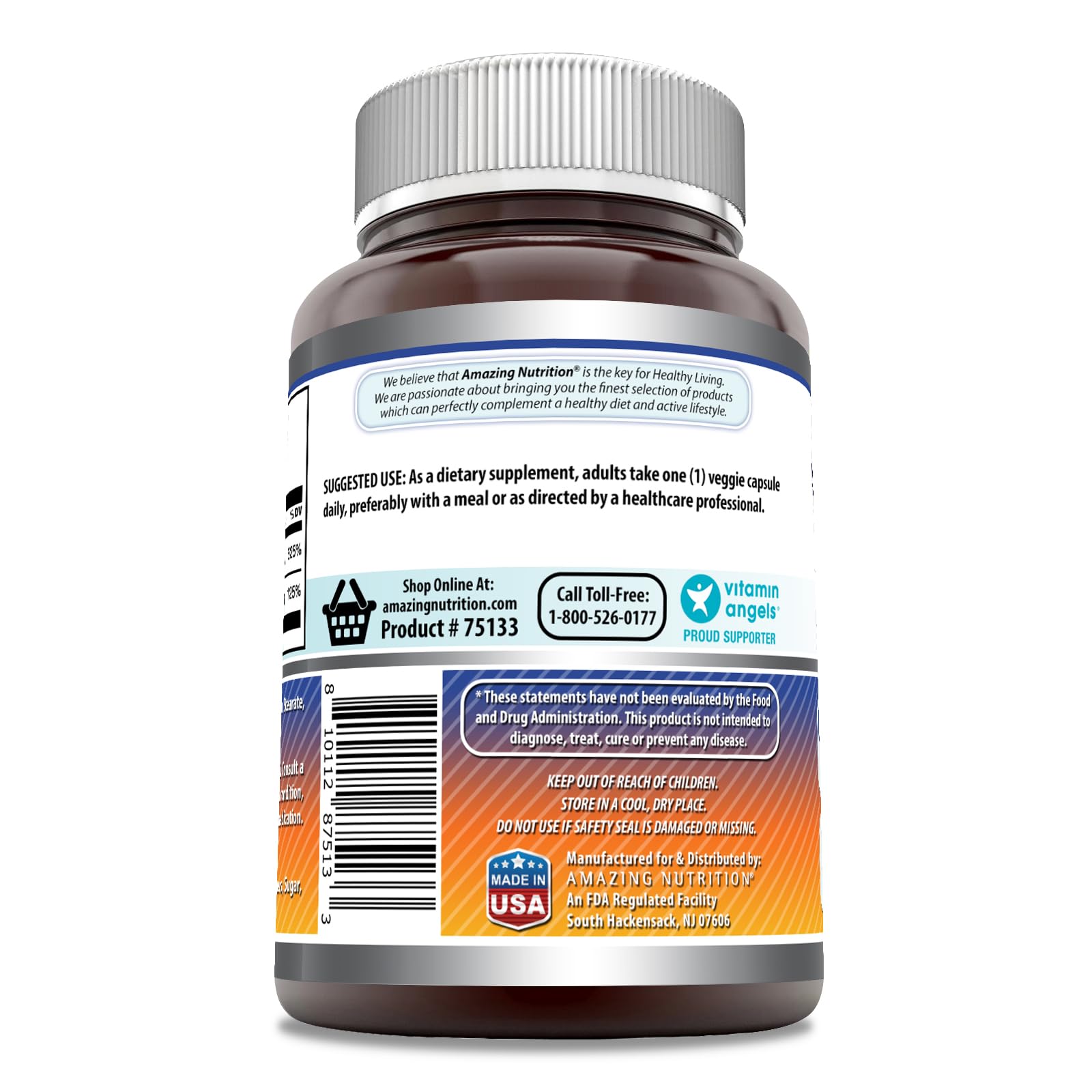 Étiquette claire Amazing Nutrition D3 K2, informations utiles.