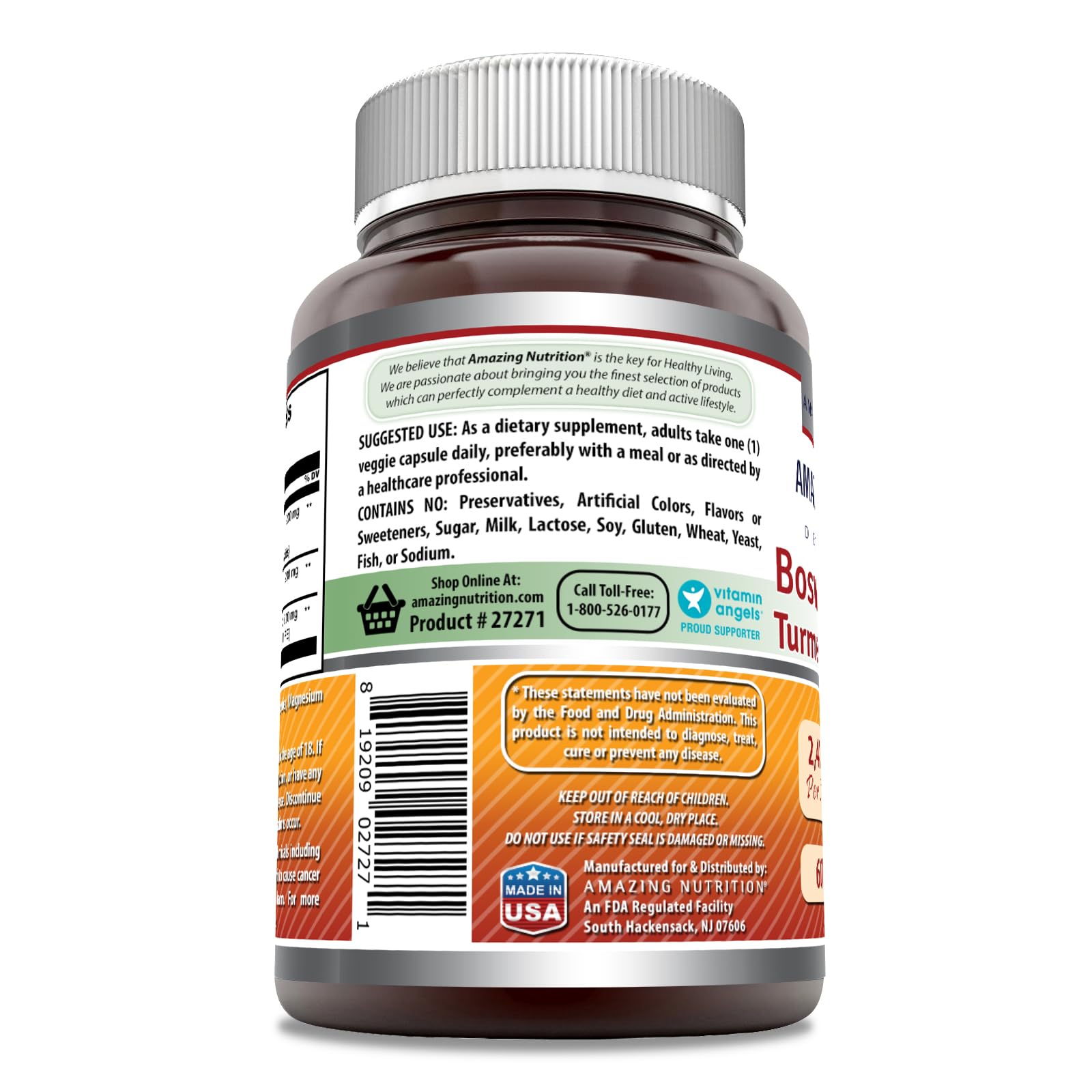 Étiquette sans OGM et sans gluten sur Amazing Nutrition
