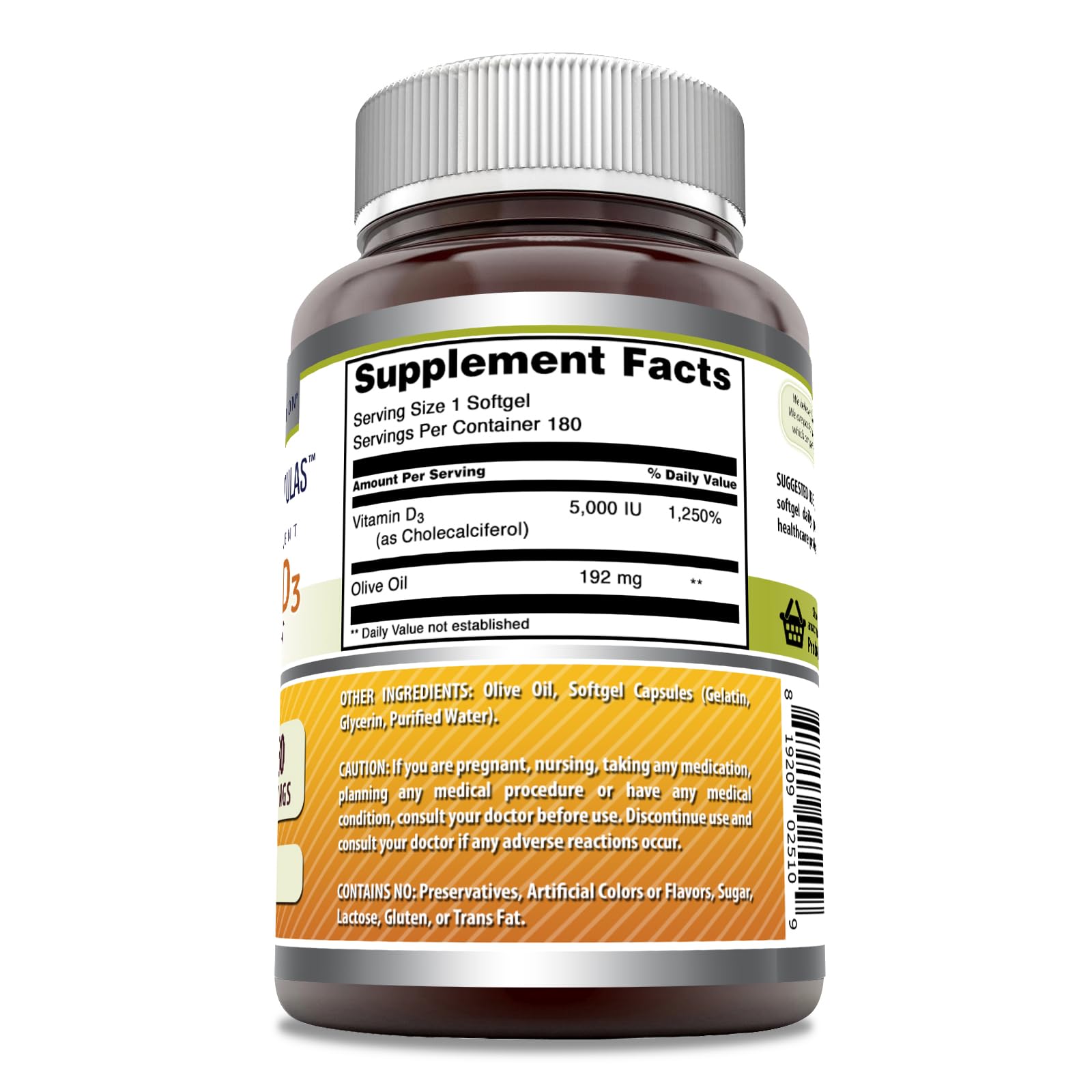 Amazing Nutrition étiquette claire indiquant sans gluten et sans OGM pour ce supplément