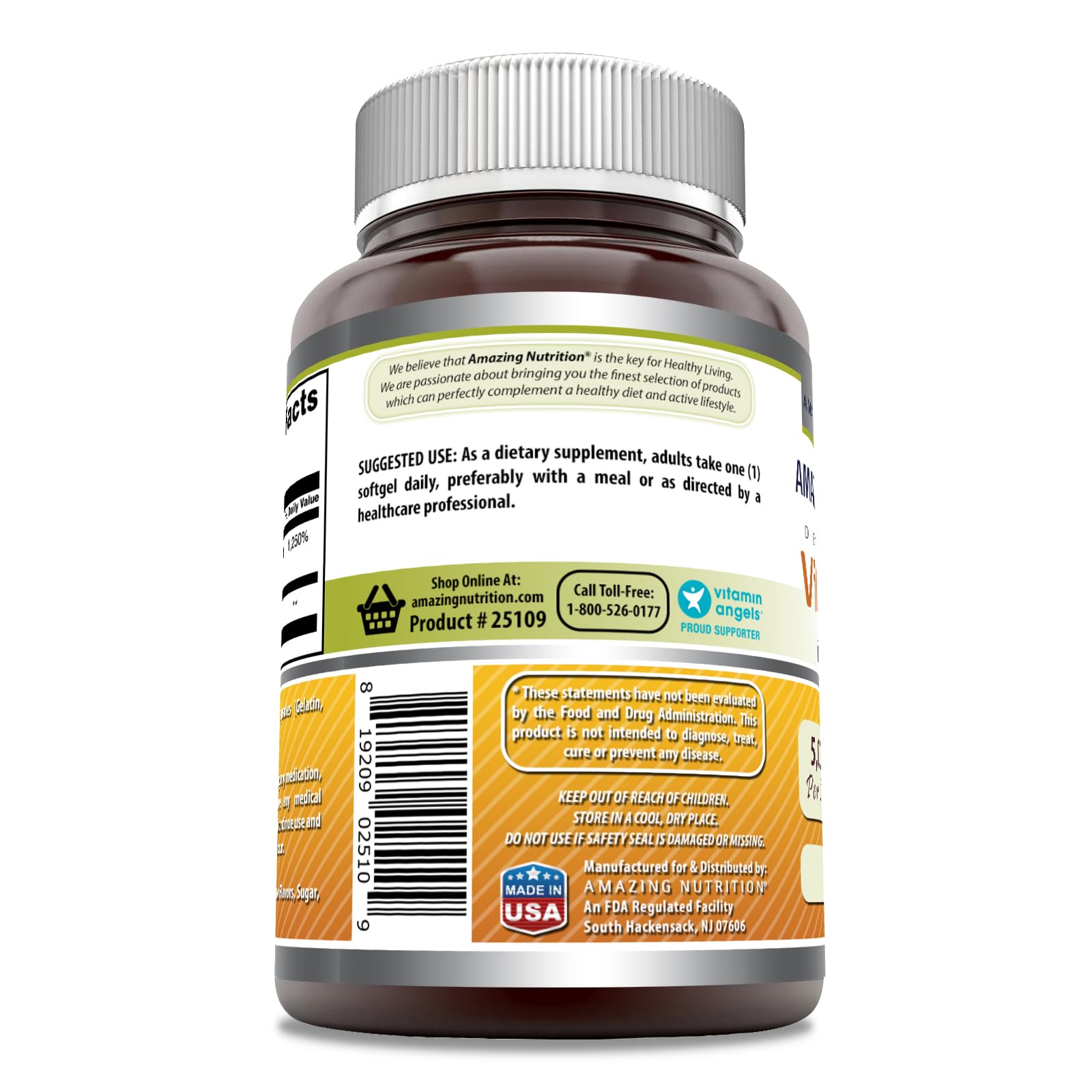 Amazing Nutrition gélules molles D3 à l'huile d'olive, ingestion facile et dosage pratique